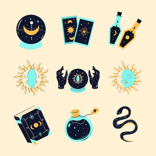 Free Vector hand drawn celestial elements