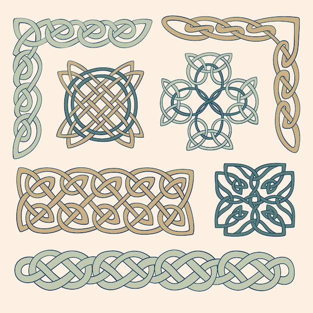 Free Vector hand drawn celtic borders ornament collection