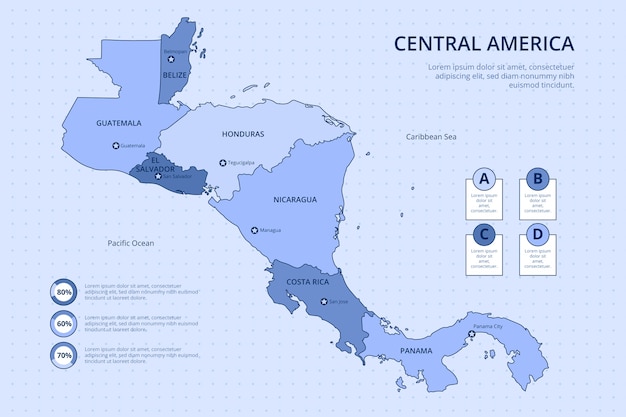 Hand drawn central america map illustration