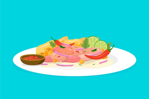 Free Vector hand drawn ceviche illustration