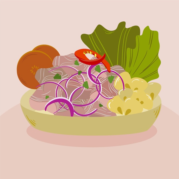 Hand drawn ceviche illustration