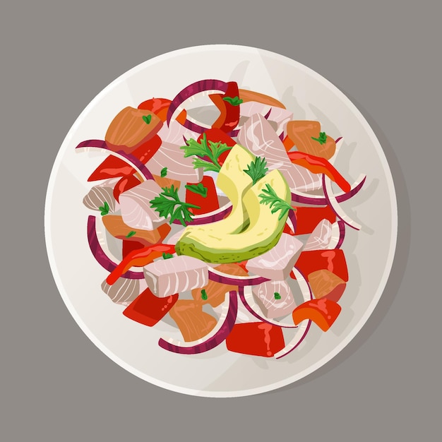 Hand drawn ceviche illustration