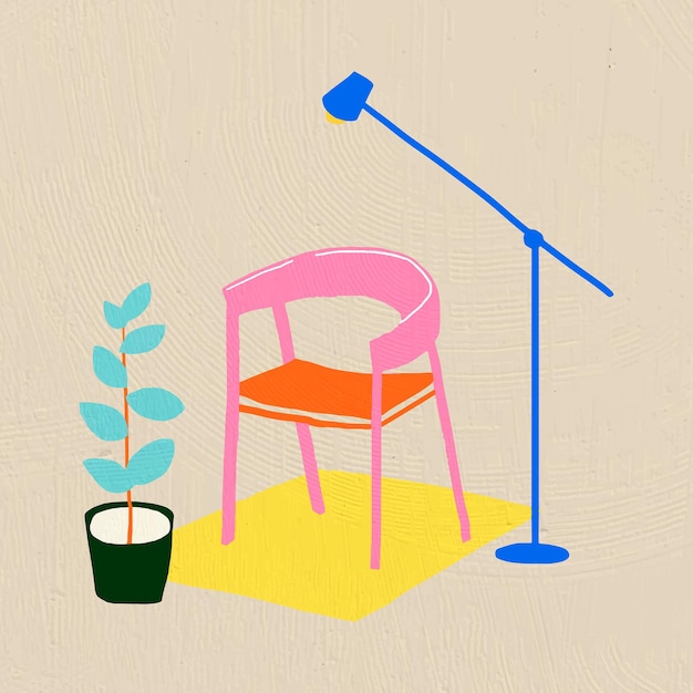 Free Vector hand drawn chair vector furniture in colorful flat graphic style