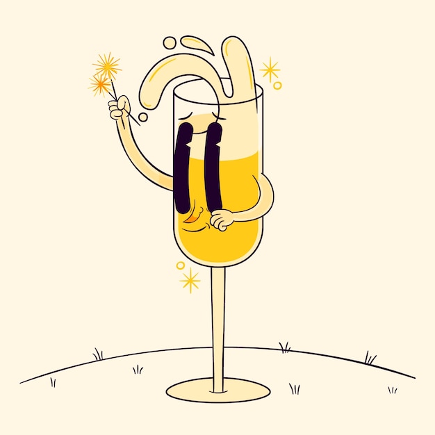 Free Vector hand drawn champagne cartoon illustration