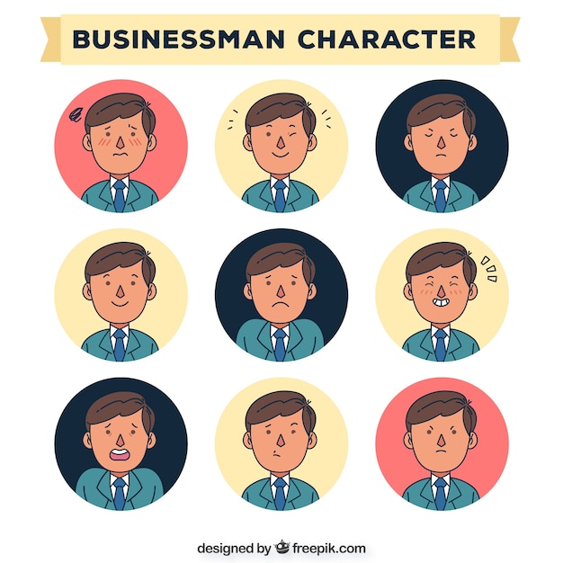 Hand drawn characters of business men set