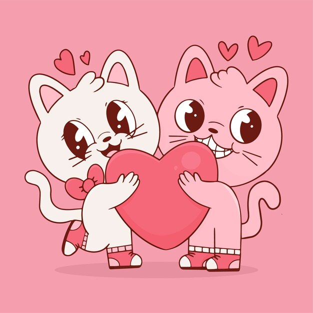 Hand drawn characters in love cartoon illustration