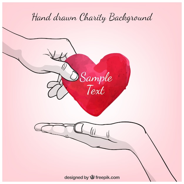 Free Vector hand drawn charity background with a watercolor heart