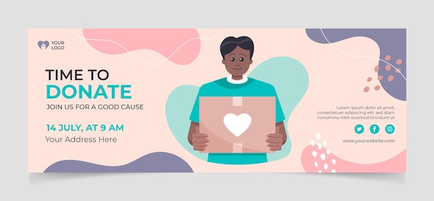 Free Vector hand drawn charity event facebook cover template