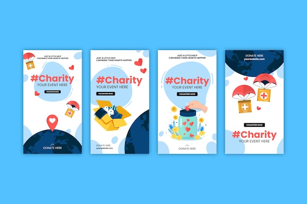 Free Vector hand drawn charity event instagram stories