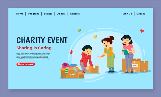 Hand drawn charity event landing page