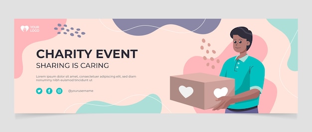 Free Vector hand drawn charity event twitter header template