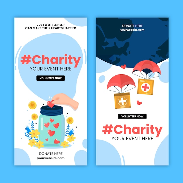 Hand drawn charity event vertical banner template