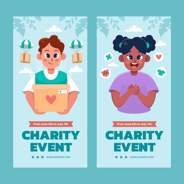 Free Vector hand drawn charity event vertical banner