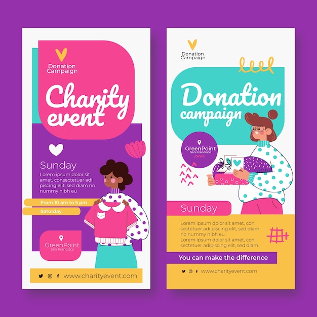 Hand drawn charity event vertical banner