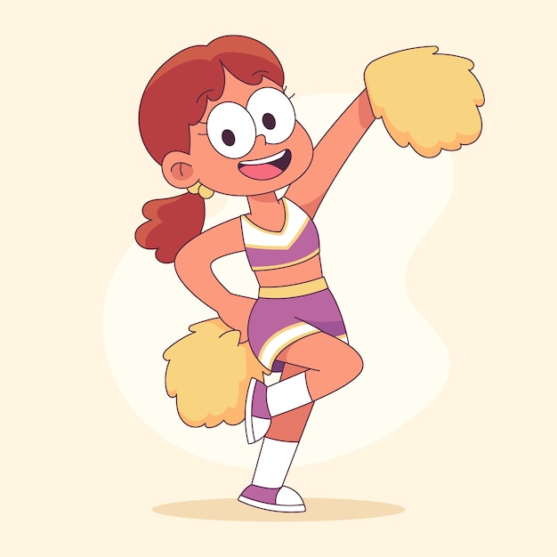 Hand drawn cheerleader  cartoon illustration