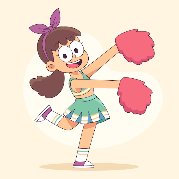 Hand drawn cheerleader  cartoon illustration