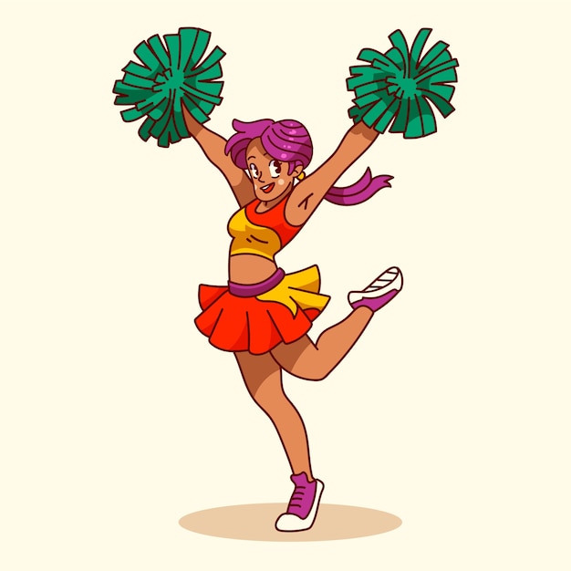 Hand drawn cheerleader  cartoon illustration