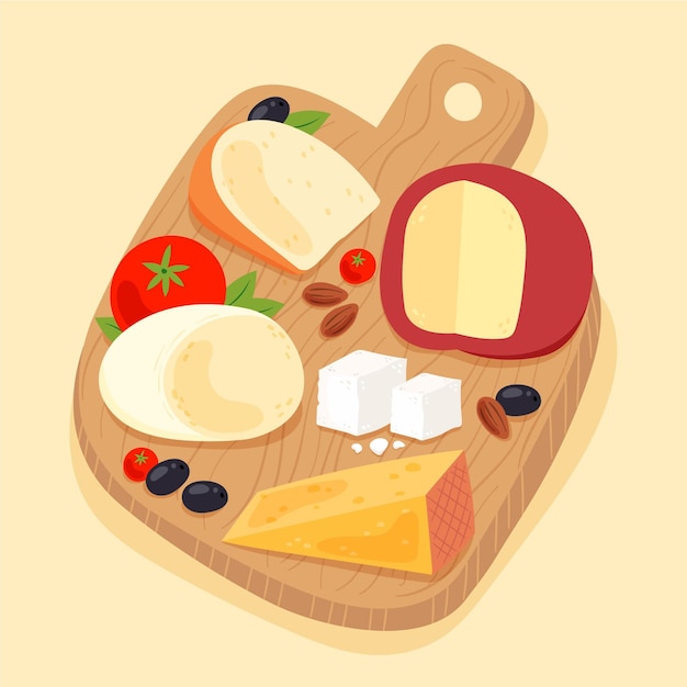 Free vector hand drawn cheese board