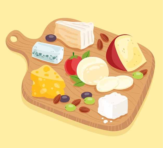 Free vector hand drawn cheese board