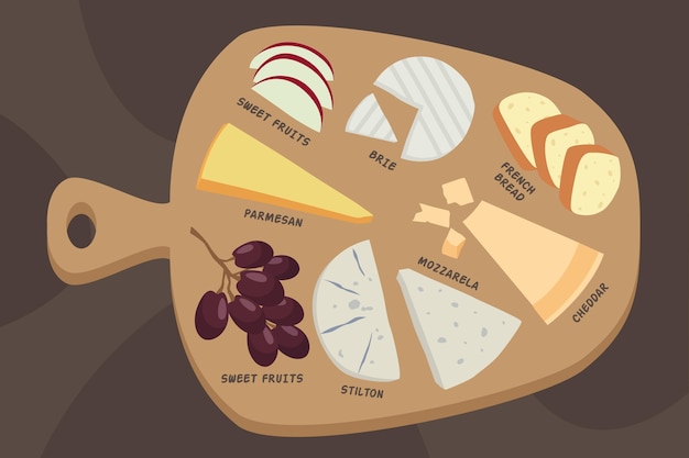 Free Vector hand drawn cheese board