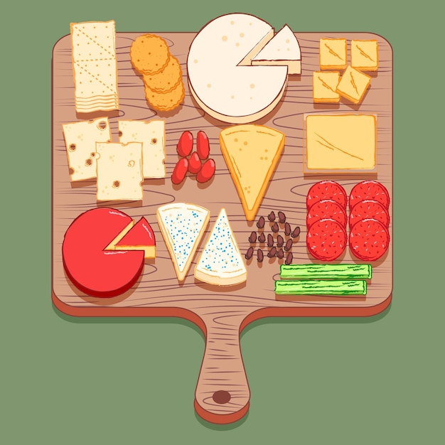 Free Vector hand drawn cheese board