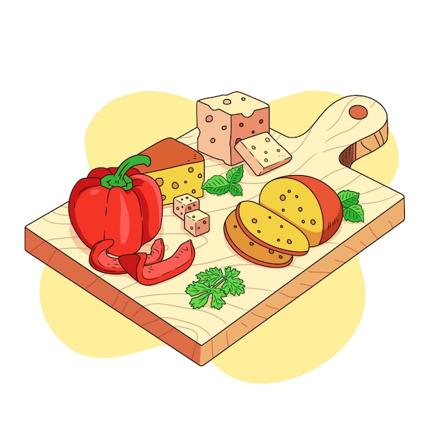 Free Vector hand drawn cheese board