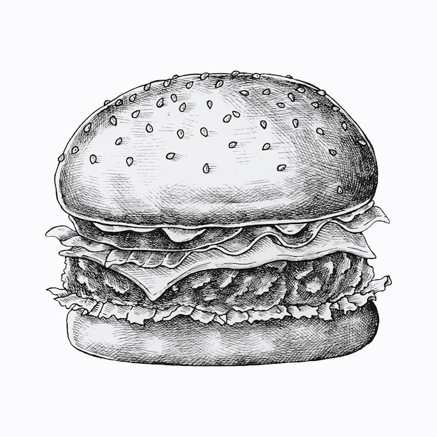 Hand drawn cheese burger 