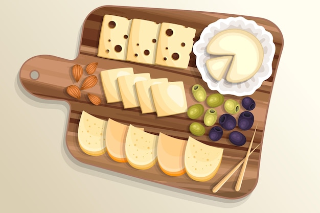 Free Vector hand drawn cheeseboard illustration