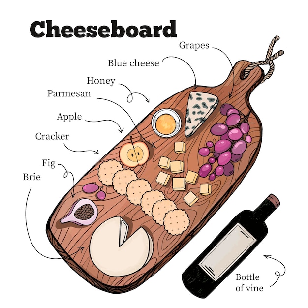 Free Vector hand drawn cheeseboard