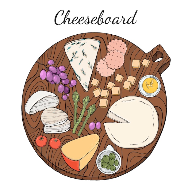 Free Vector hand drawn cheeseboard