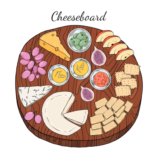 Free Vector hand drawn cheeseboard