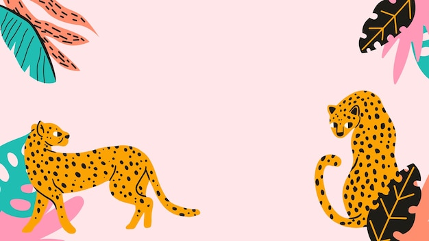 Free Vector hand drawn cheetah illustration desktop wallpaper