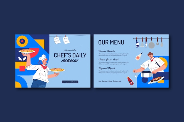 Hand drawn chef career brochure template