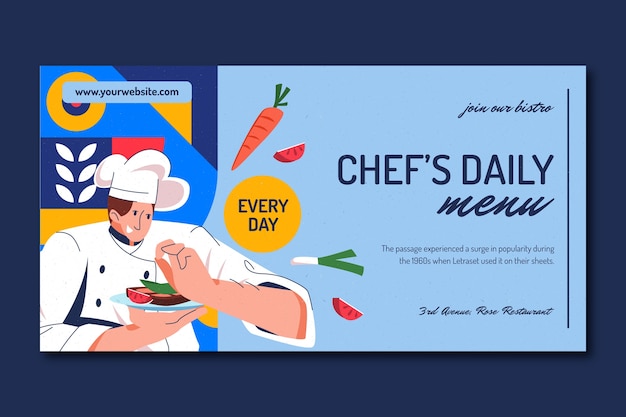 Hand drawn chef career facebook template