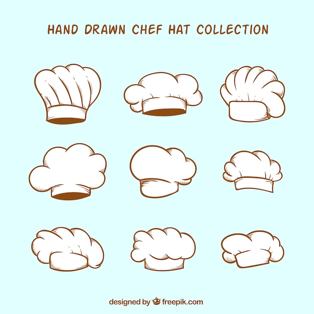 Free vector hand-drawn chef hat pack