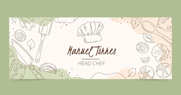 Hand drawn chef job facebook cover