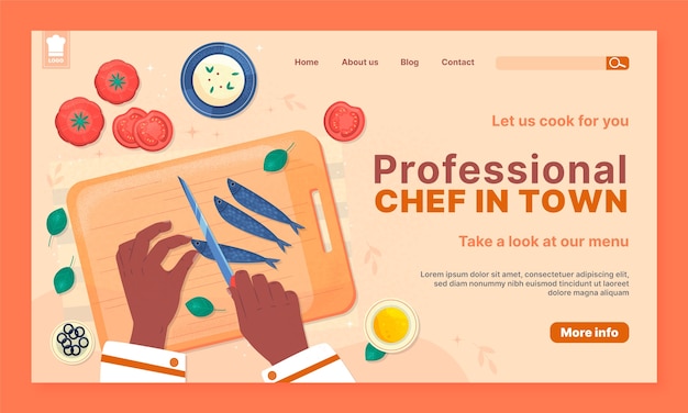 Hand drawn chef job landing page template