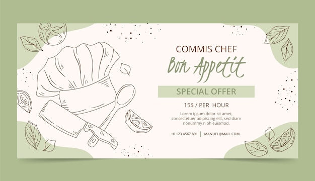 Free Vector hand drawn chef job sale banner