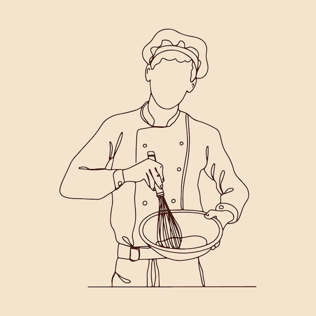 Free Vector hand drawn chef  outline illustration