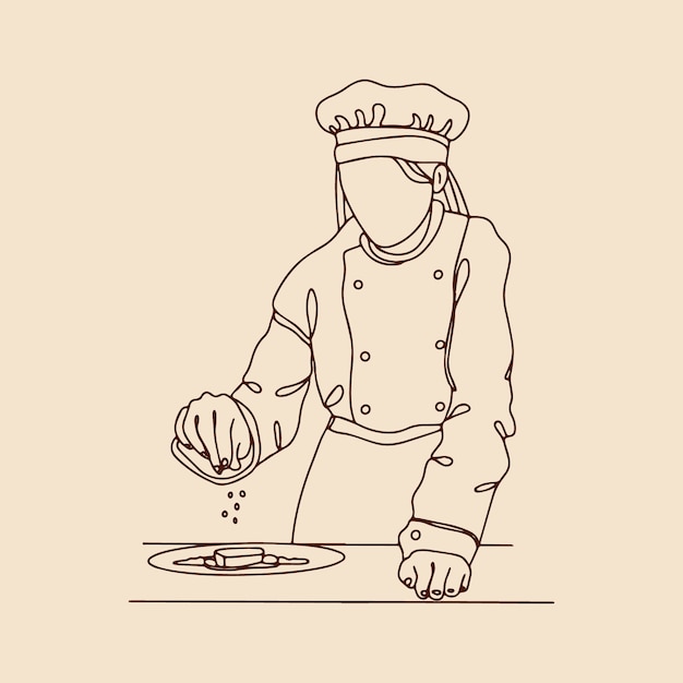 Free Vector hand drawn chef  outline illustration