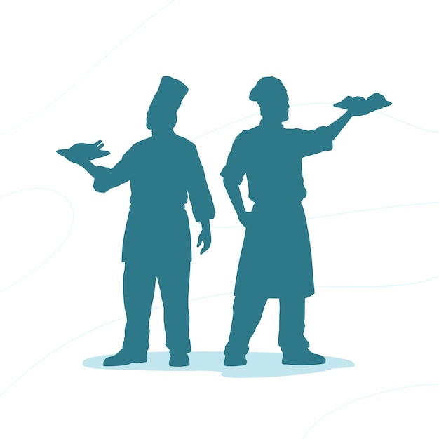 Hand drawn chef silhouette illustration