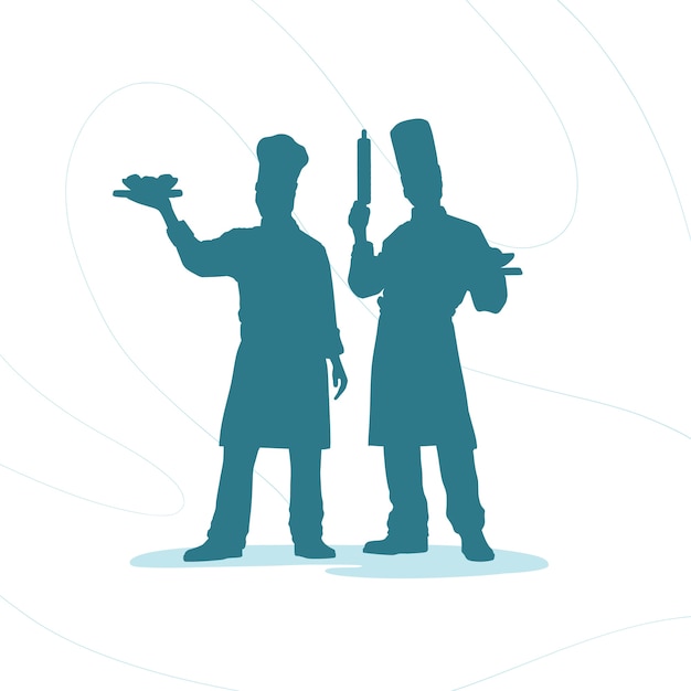 Hand drawn chef silhouette illustration