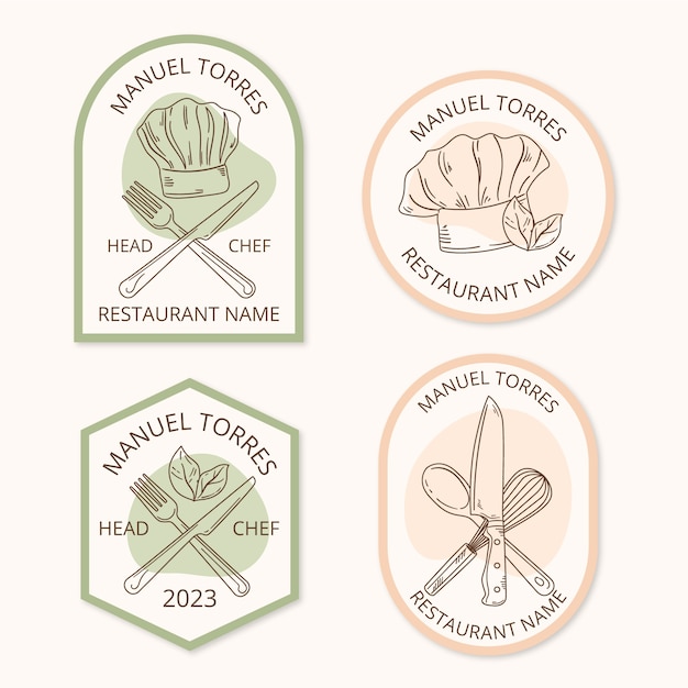 Hand drawn chef toque labels