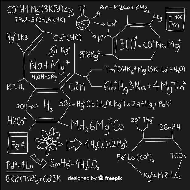 Hand drawn chemistry background on blackboard