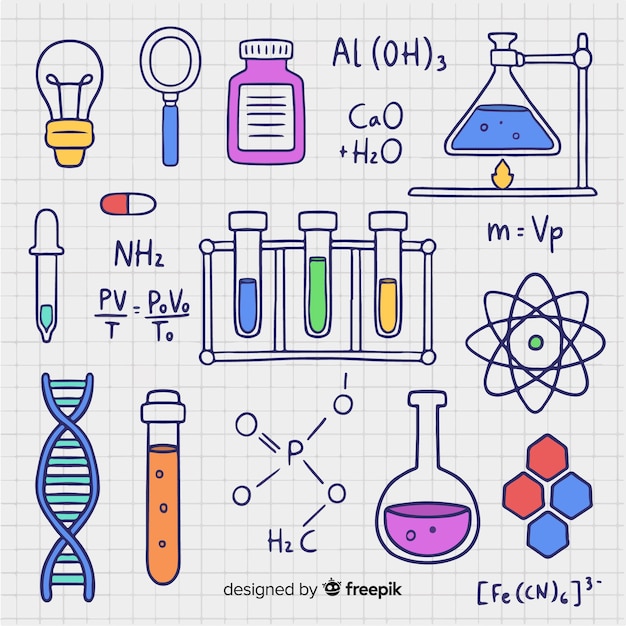 Free vector hand drawn chemistry background