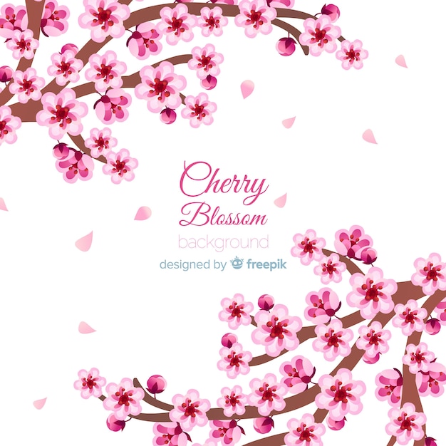 Hand drawn cherry blossom background