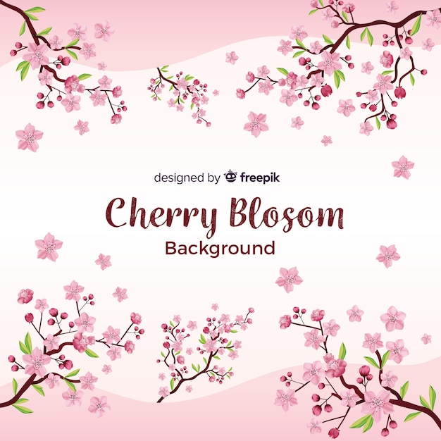 Hand drawn cherry blossom background