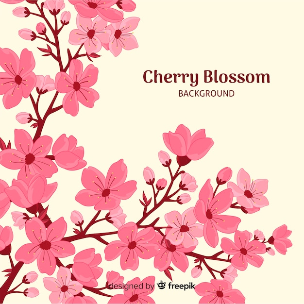 Hand drawn cherry blossom background