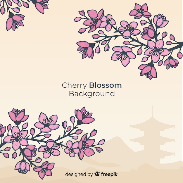 Hand drawn cherry blossom background