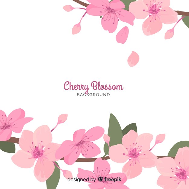 Hand drawn cherry blossom background